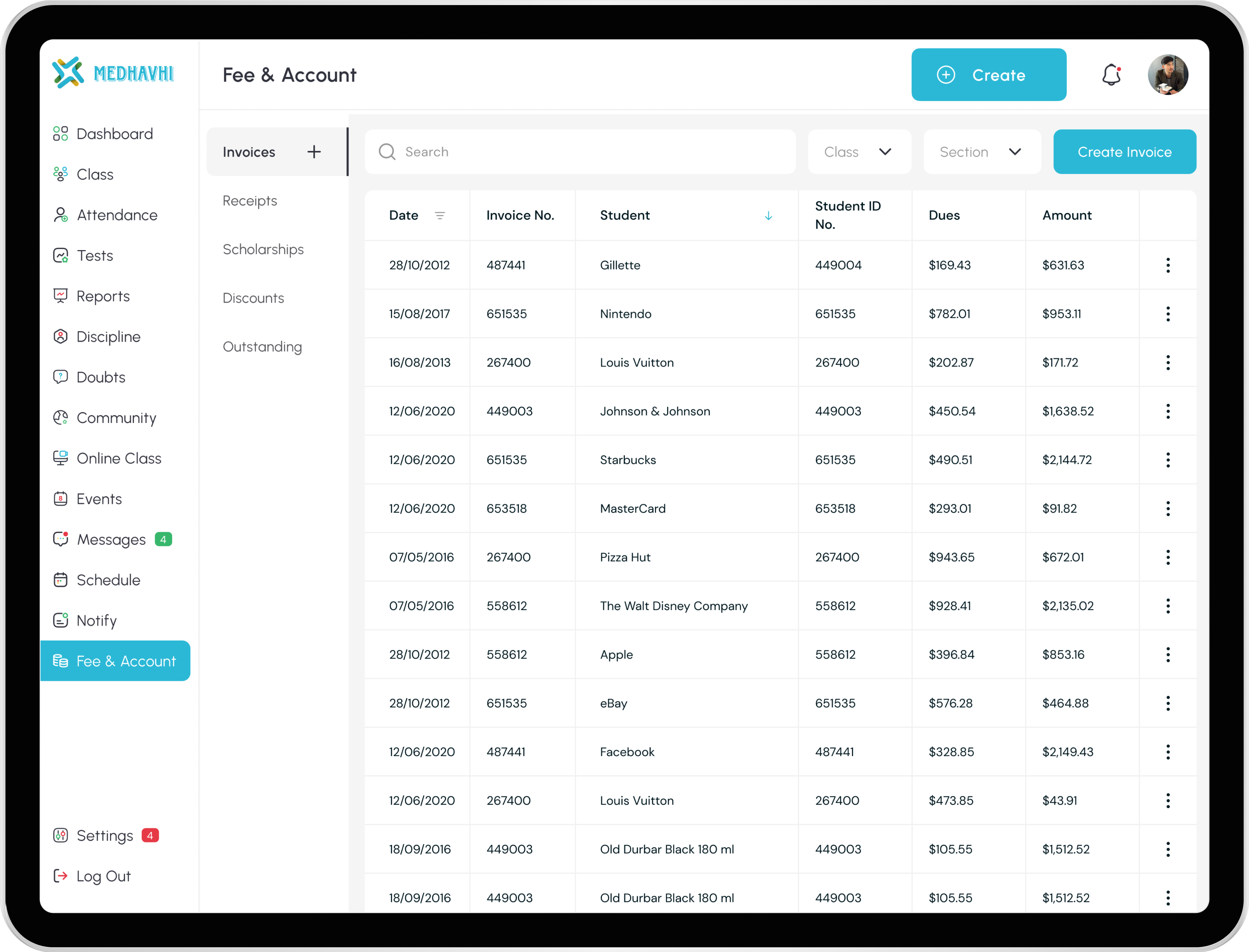 Bus, Library, Fee & Front Desk management